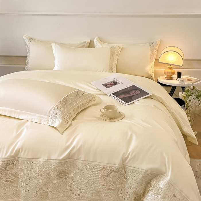 91家纺网 家纺一手货源 找家纺 欧乐蒂 2025新款高支密长绒棉刺绣四件套-繁花-终版 繁花-典雅白