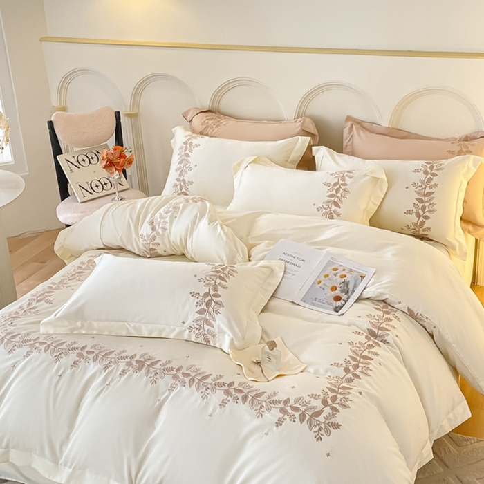 91家纺网 家纺一手货源 找家纺 欧乐蒂 2025新款秘密花园-新疆长绒棉刺绣四件套-终版 秘密花园-纯洁白