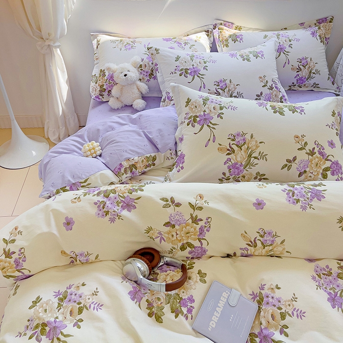 91家纺网 家纺一手货源 找家纺 优选良品 2024新款直播爆款全棉-ins印花系列四件套纯棉三件套床单床笠 情迷