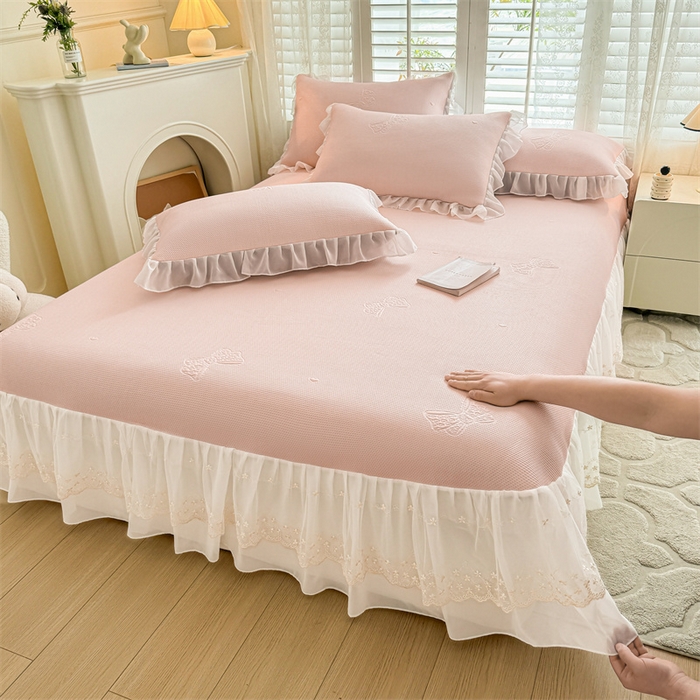 91家纺网 家纺一手货源 找家纺 （总）启程家纺 2024新款A类凉豆豆床裙款凉席三件套