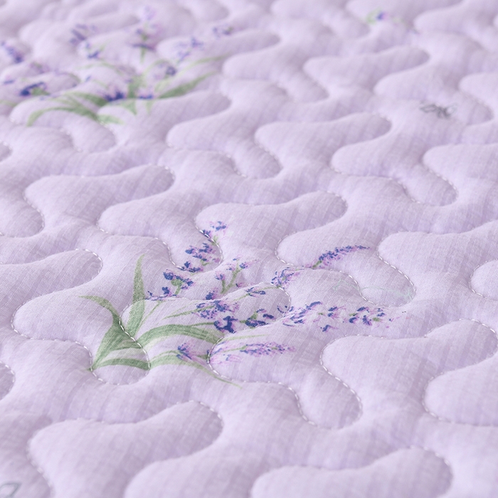91家纺网 家纺一手货源 找家纺 艾裙海 2025新款云感双层纱单床盖 紫色薰衣草