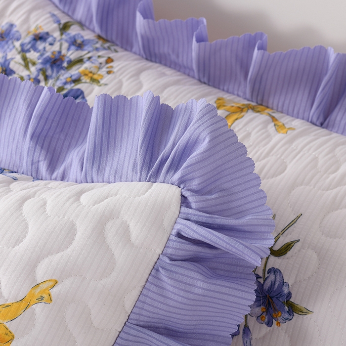 91家纺网 家纺一手货源 找家纺 艾裙海 2025新款云感双层纱单床盖 紫束