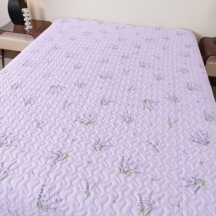 91家纺网 家纺一手货源 找家纺 艾裙海 2025新款云感双层纱单床盖 紫色薰衣草