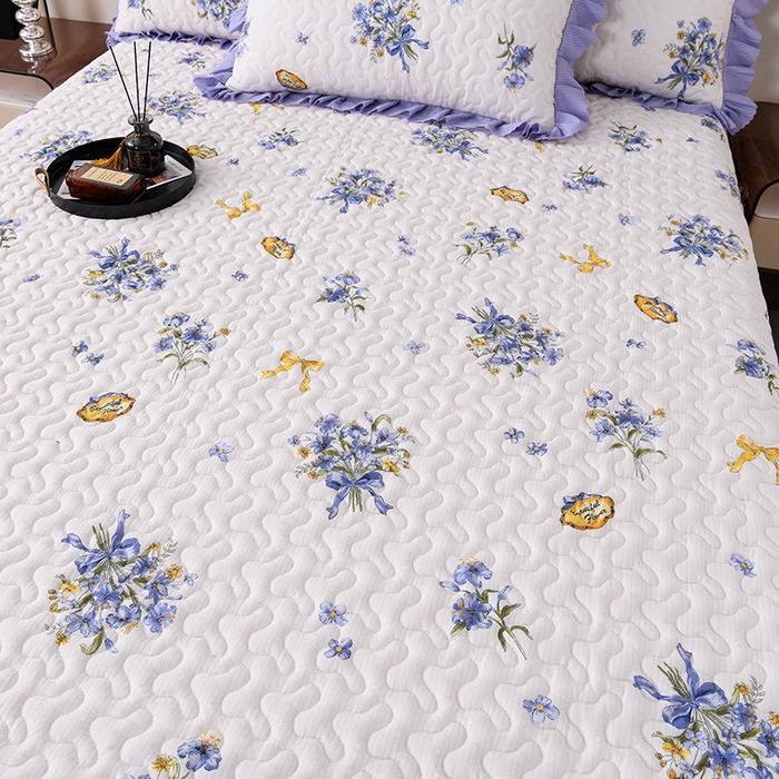 91家纺网 家纺一手货源 找家纺 艾裙海 2025新款云感双层纱单床盖 紫束