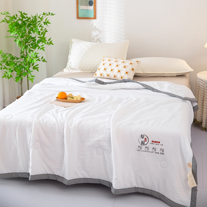 91家纺网 家纺一手货源 找家纺 侨鑫 2024新款A类原棉大豆夏被 白色