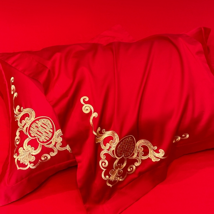 91家纺网 家纺一手货源 找家纺 欧乐蒂 2025新款亲肤棉婚庆刺绣四件套-终版 花开浪漫