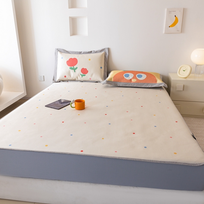 91家纺网 家纺一手货源 找家纺 本希家居 2024新款花漾清新系列高端可水洗冰丝席 小趣味床笠