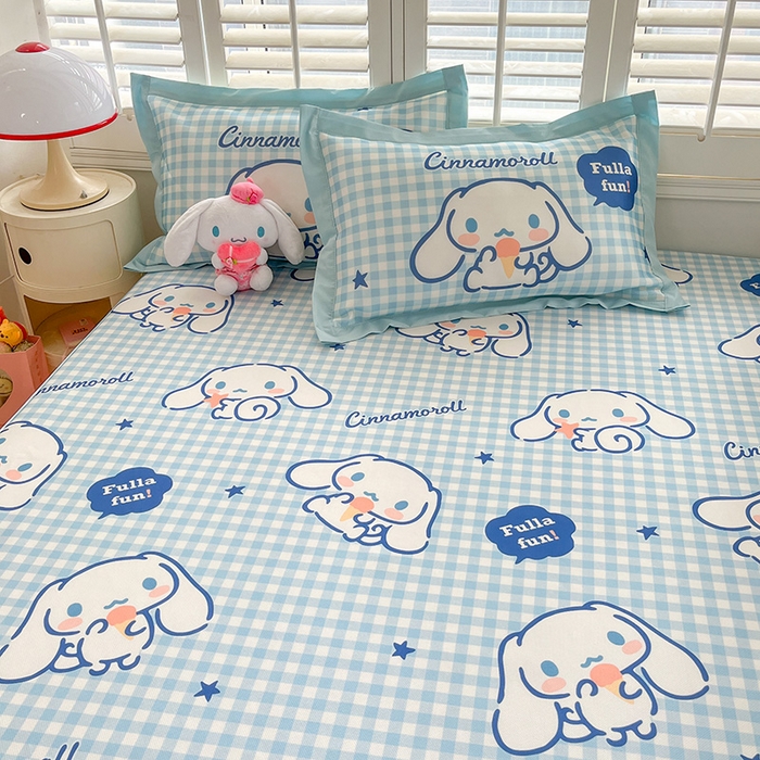 91家纺网 家纺一手货源 找家纺 桃子家居 2024新款A类三丽鸥授权数码印花中分子1200D凉感冰丝宽边凉感软席详情 冰丝席-萌萌玉桂狗