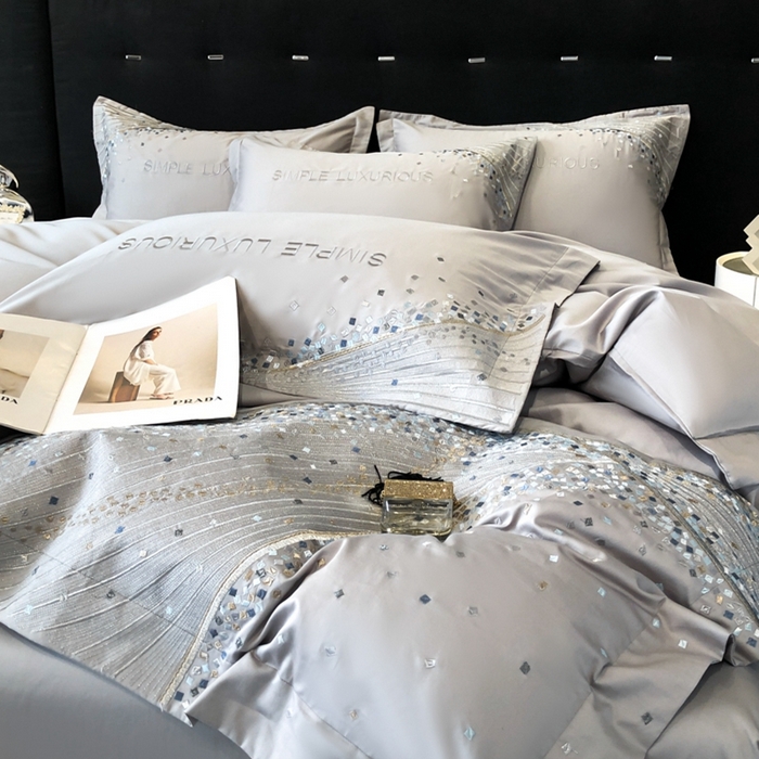 91家纺网 家纺一手货源 找家纺 欧乐蒂 2025新款星梦-高支高密新疆长绒棉四件套-终版 星梦-深空灰