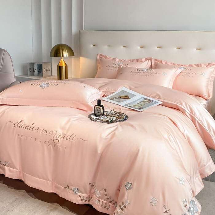 91家纺网 家纺一手货源 找家纺 欧乐蒂 2025新款花寐-高支高密新疆长绒棉四件套-终版 花寐-樱花粉