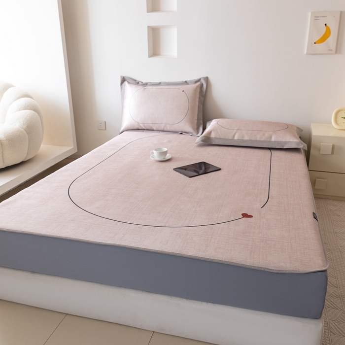 91家纺网 家纺一手货源 找家纺 本希家居 2024新款花漾清新系列高端可水洗冰丝席 心动床笠