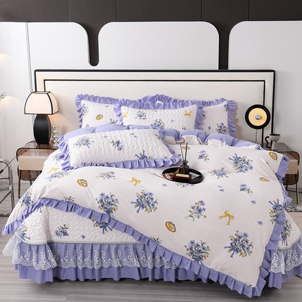 91家纺网 家纺一手货源 找家纺 （总）艾裙海 2025新款云感双层纱床盖四件套