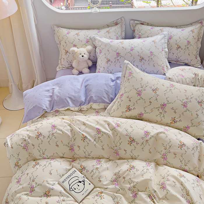 91家纺网 家纺一手货源 找家纺 优选良品 2025新款直播爆款全棉-ins印花系列四件套纯棉三件套床单床笠 梦幻