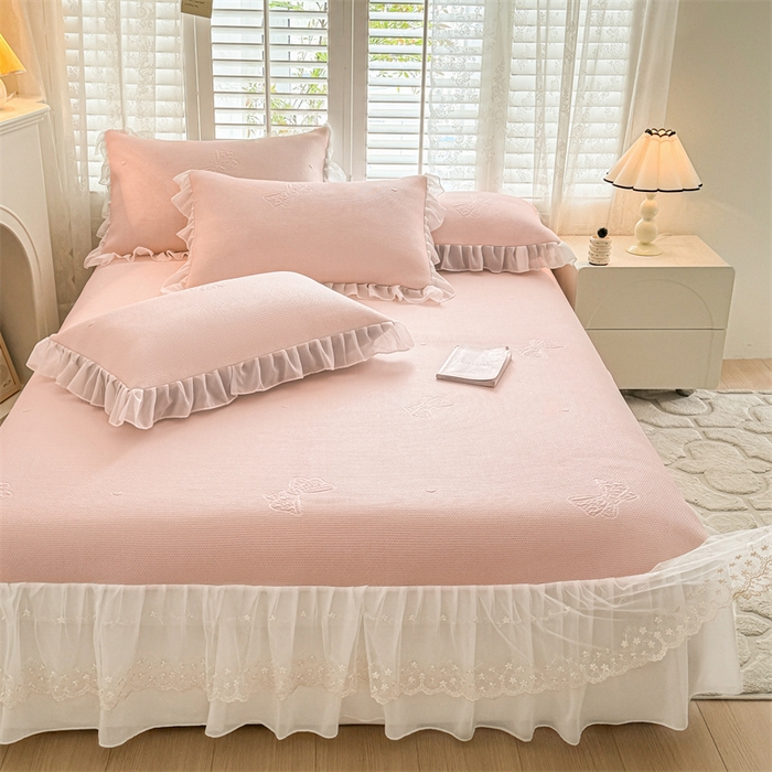 91家纺网 家纺一手货源 找家纺 （总）启程家纺 2024新款A类凉豆豆床裙款凉席三件套