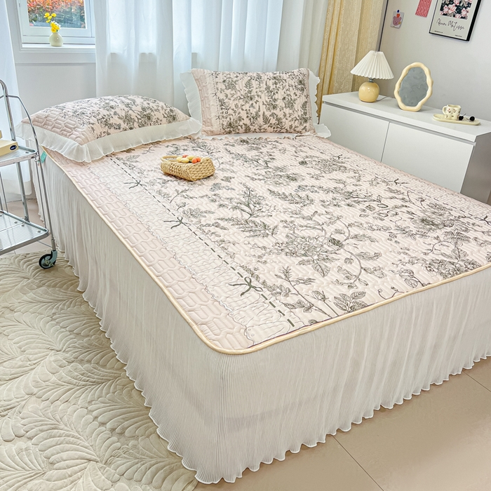 91家纺网 家纺一手货源 找家纺 慕澄家纺 2024新款大版印花床裙款乳胶凉席-凉席三件套 格蕾丝