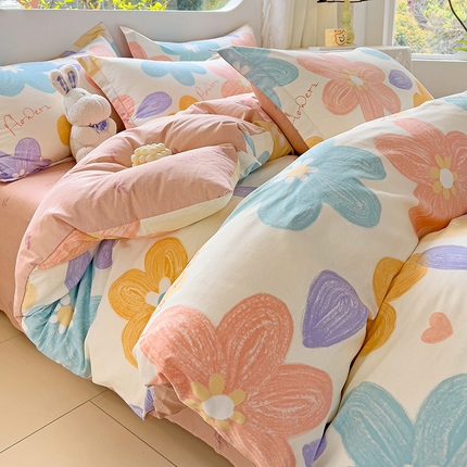 优选 2025直播爆款全棉ins印花四件套纯棉三件套床单床笠 花恬梦