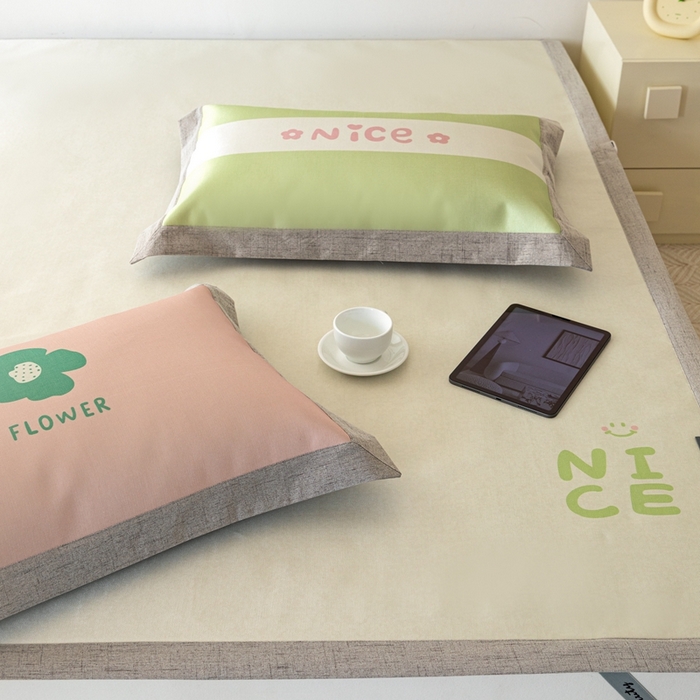 91家纺网 家纺一手货源 找家纺 本希家居 2024新款花漾清新系列高端可水洗冰丝席 小快乐平席