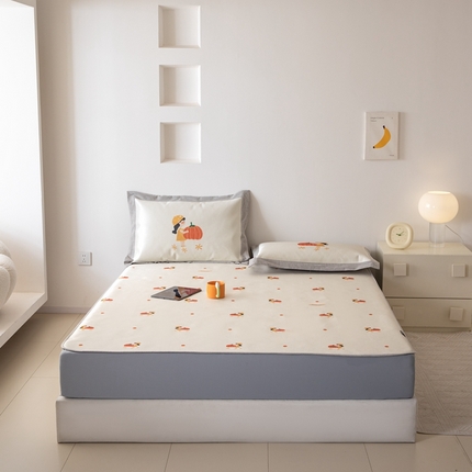 91家纺网 家纺一手货源 找家纺 本希家居 2024新款花漾清新系列高端可水洗冰丝席 小南瓜床笠