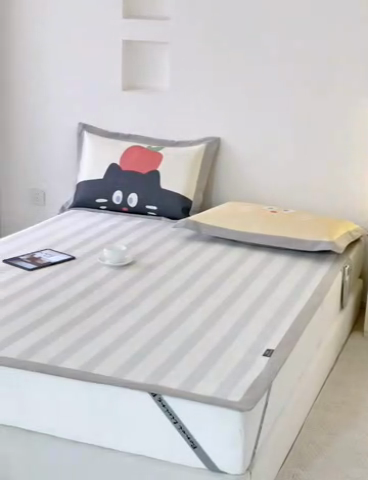 91家纺网 家纺一手货源 找家纺 本希家居 2024新款花漾清新系列高端可水洗冰丝席 苹果猫平席