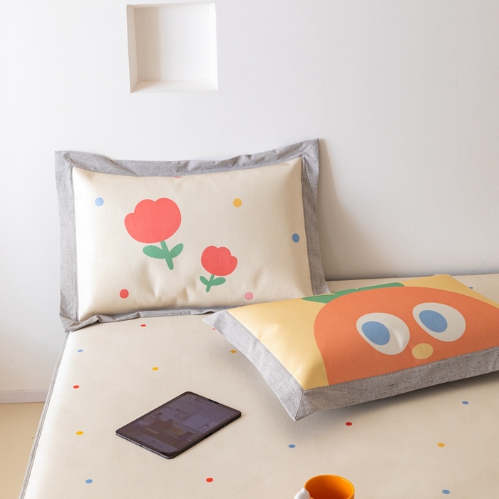 91家纺网 家纺一手货源 找家纺 本希家居 2024新款花漾清新系列高端可水洗冰丝席 小趣味床笠