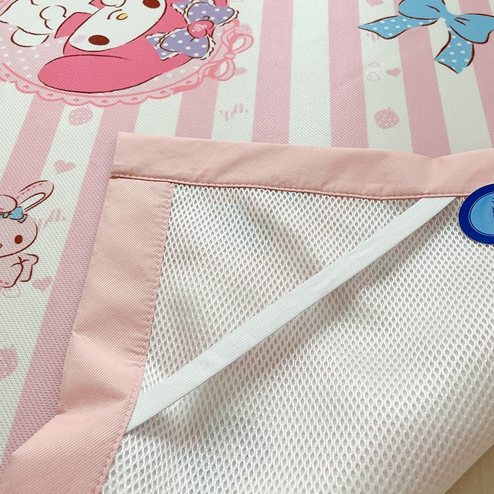 91家纺网 家纺一手货源 找家纺 金爱家 2024新款A类三丽鸥授权数码印花中分子1200D凉感冰丝宽边凉感软席 冰丝席-甜甜粉条美乐蒂