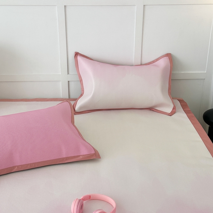 91家纺网 家纺一手货源 找家纺 昔可家纺 2024新款高端数码印花养生冰藤席--马卡龙系列 晕染粉