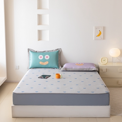 91家纺网 家纺一手货源 找家纺 本希家居 2024新款花漾清新系列高端可水洗冰丝席 淘气爱心床笠