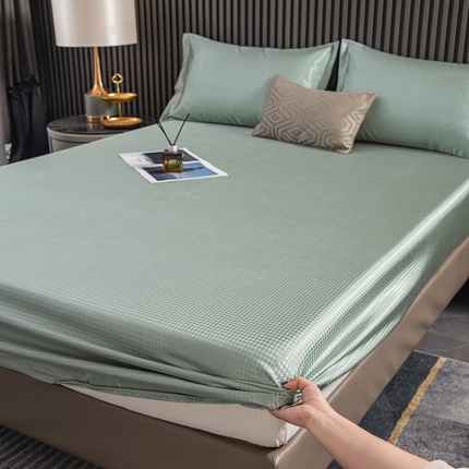 91家纺网 家纺一手货源 找家纺 绒多多 2025新款冰丝凉席床笠款 豆绿