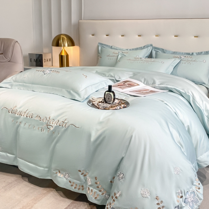 91家纺网 家纺一手货源 找家纺 欧乐蒂 2025新款花寐-高支高密新疆长绒棉四件套-终版 花寐-月光蓝