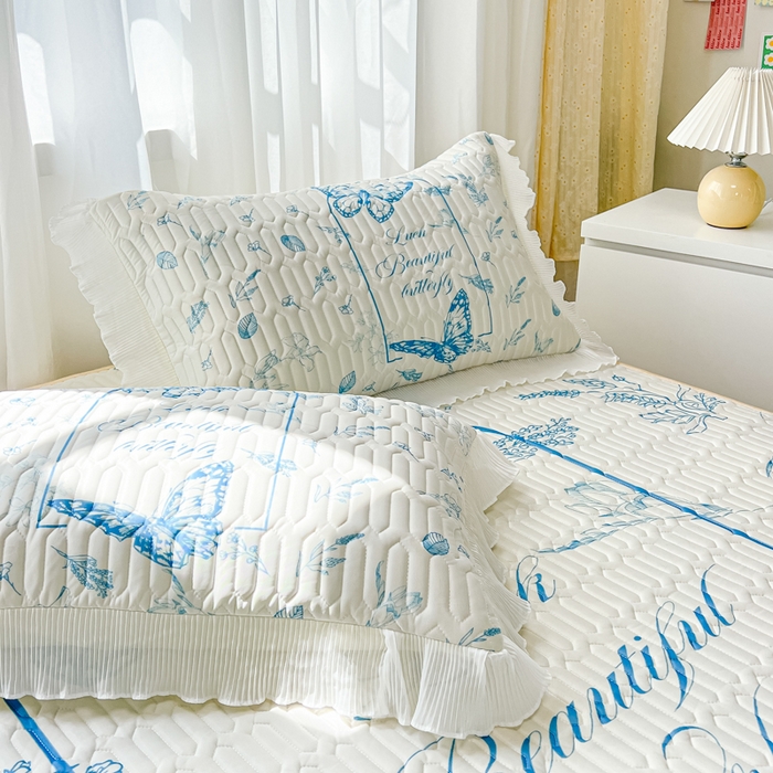 91家纺网 家纺一手货源 找家纺 慕澄家纺 2024新款大版印花乳胶凉席套件-夏被凉席四件套 蝴蝶飞飞