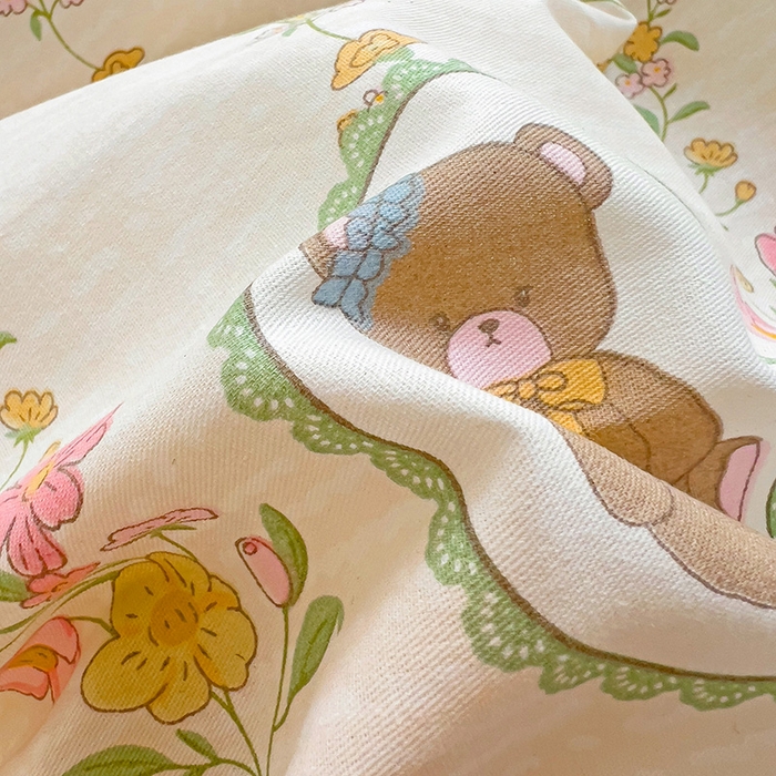 91家纺网 家纺一手货源 找家纺 优选良品 2025新款直播爆款全棉-ins印花系列四件套纯棉三件套床单床笠 菲乐熊宝