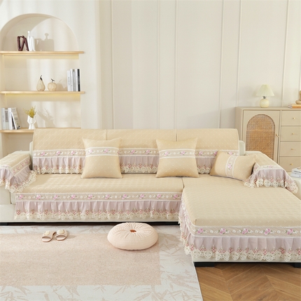 91家纺网 家纺一手货源 找家纺 （总）共鸣沙发垫 2024新款冰豆豆蔷薇系列