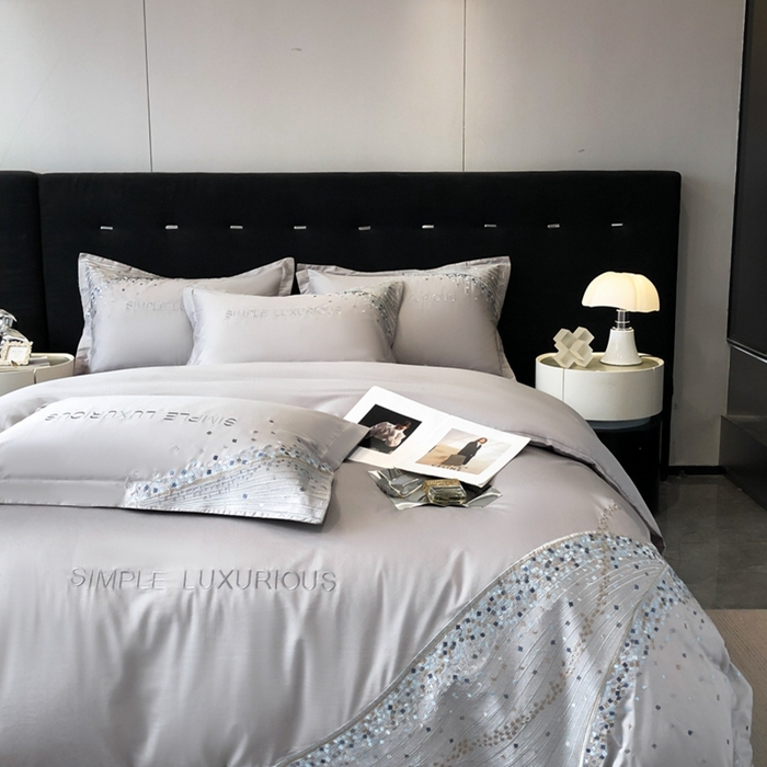 91家纺网 家纺一手货源 找家纺 欧乐蒂 2025新款星梦-高支高密新疆长绒棉四件套-终版 星梦-深空灰