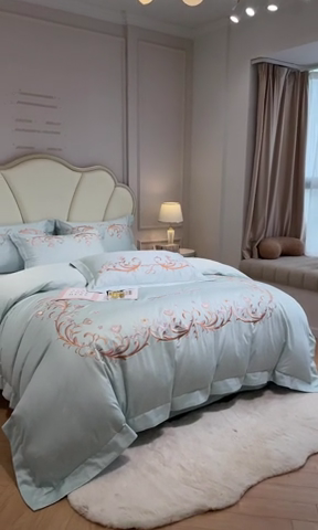 91家纺网 家纺一手货源 找家纺 欧乐蒂 2025新款爱丽丝-高支高密新疆长绒棉-终版 爱丽丝-水兰