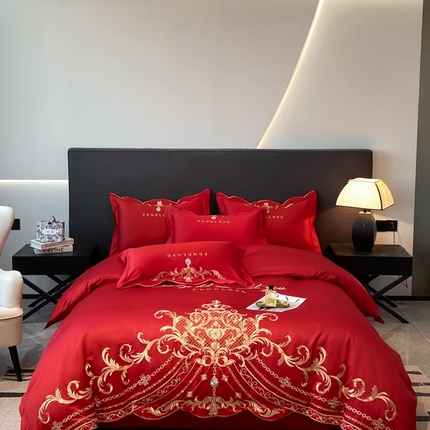 91家纺网 家纺一手货源 找家纺 （总）欧乐蒂 2025新款欧式水洗贡缎全棉刺绣四件套-欧雅终版