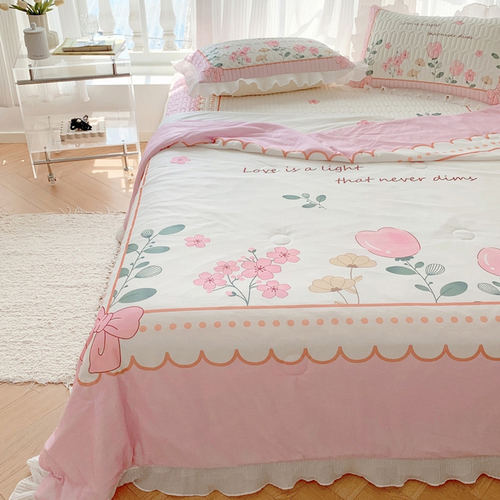 91家纺网 家纺一手货源 找家纺 慕澄家纺 2024新款大版印花乳胶凉席套件-夏被凉席四件套 伊甸园