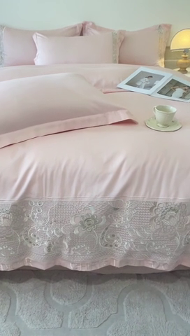 91家纺网 家纺一手货源 找家纺 （总）欧乐蒂 2025新款高支密长绒棉刺绣四件套-繁花-终版