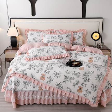 91家纺网 家纺一手货源 找家纺 （总）艾裙海 2025新款云感双层纱床盖四件套