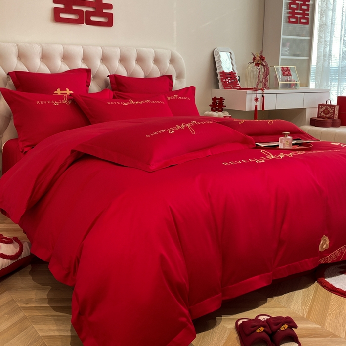 91家纺网 家纺一手货源 找家纺 欧乐蒂 2025新款设计师原创亲肤棉婚庆四件套 玫瑰爱恋