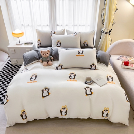 宏源 2024新款超柔云朵棉四件套 顽皮企鹅