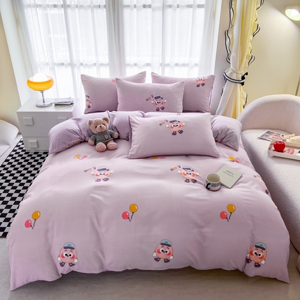 宏源 2024新款超柔云朵棉四件套 公仔曲奇