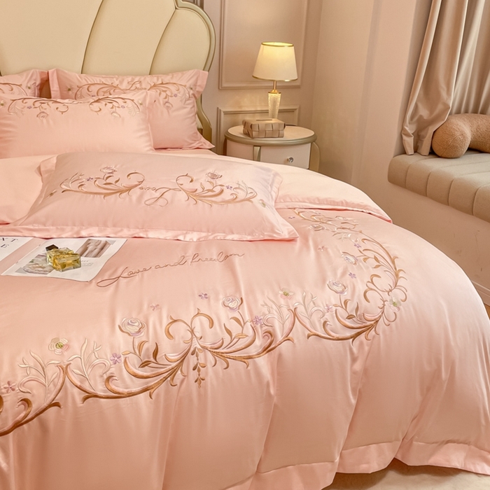 91家纺网 家纺一手货源 找家纺 欧乐蒂 2025新款爱丽丝-高支高密新疆长绒棉-终版 爱丽丝-粉