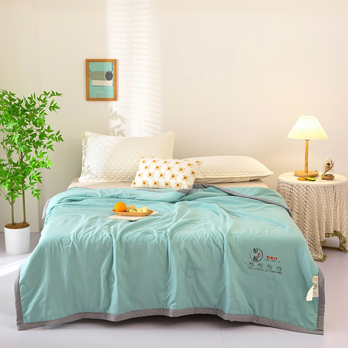 91家纺网 家纺一手货源 找家纺 侨鑫 2024新款A类原棉大豆夏被 绿色