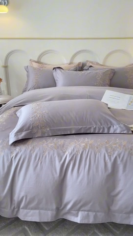 91家纺网 家纺一手货源 找家纺 欧乐蒂 2025新款秘密花园-新疆长绒棉刺绣四件套-终版 秘密花园-神秘灰