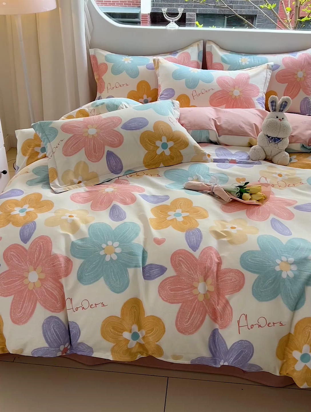 91家纺网 家纺一手货源 找家纺 优选良品 2025新款直播爆款全棉-ins印花系列四件套纯棉三件套床单床笠 花恬梦