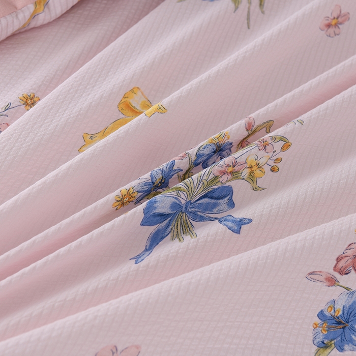 91家纺网 家纺一手货源 找家纺 艾裙海 2025新款云感双层纱床盖四件套 花团锦簇-玉