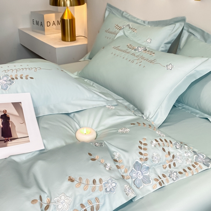 91家纺网 家纺一手货源 找家纺 欧乐蒂 2025新款花寐-高支高密新疆长绒棉四件套-终版 花寐-月光蓝