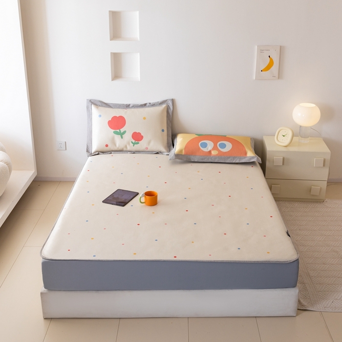 91家纺网 家纺一手货源 找家纺 本希家居 2024新款花漾清新系列高端可水洗冰丝席 小趣味床笠