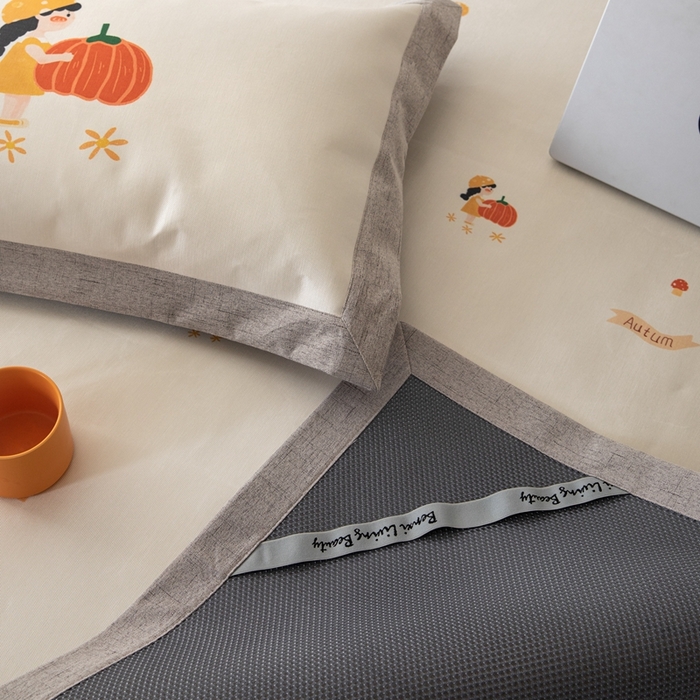 91家纺网 家纺一手货源 找家纺 本希家居 2024新款花漾清新系列高端可水洗冰丝席 小南瓜平席