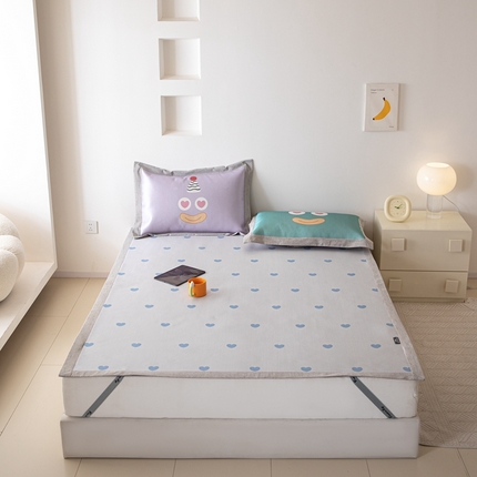 本希家居 2024新款花漾清新系列高端可水洗冰丝席 淘气爱心平席